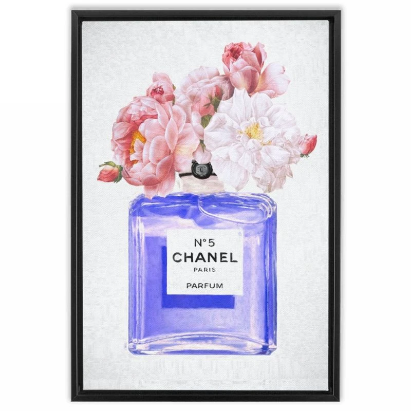 CHANEL N°5 花のアート作品 Chanel No 5 Perfume Flowers in Blue